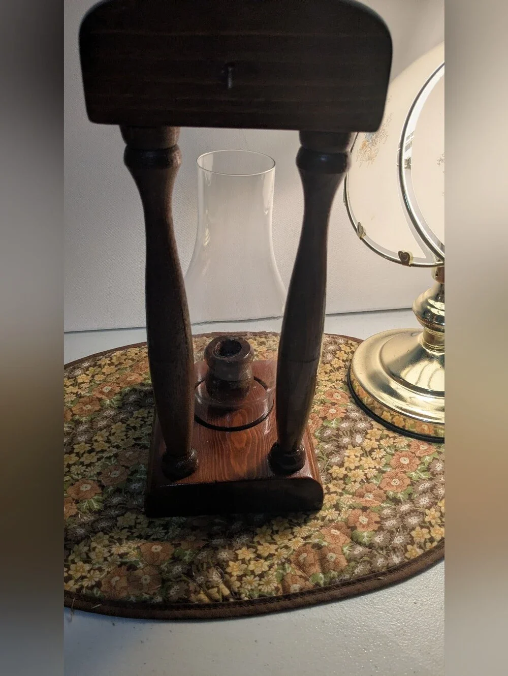 Cabincore Classic Dark Wood Hurricane Candle Holder - Dark Brown